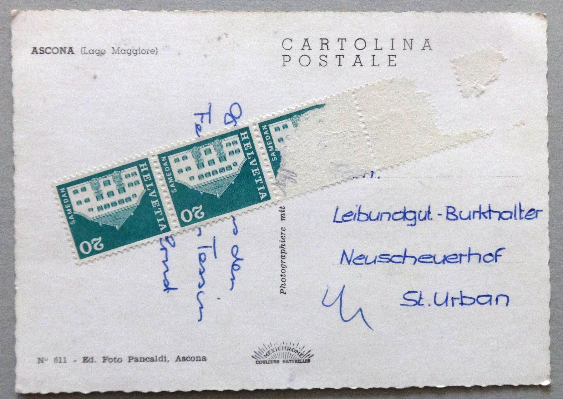 Cartes postales: Ascona (Lago Maggiore) – Défectueux à Fétigny par Billy2miny 1