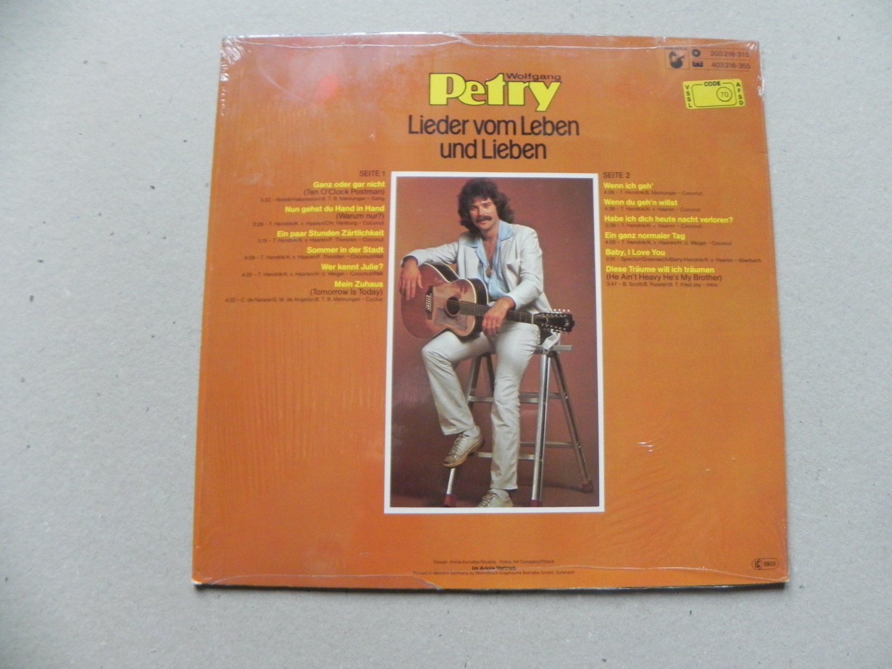 LP Deutschland Schlager Pop Sänger Wolfgang Petry 1980 Folie (Gebraucht ...