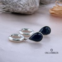 Saphir Klappcreolen 14 mm – Sterling Silber