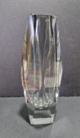 Murano Glas Blockvase facettiert – Sommerso Grau Mid-Century