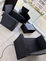 Lounge-/Balkonmöbel Set aus Polyrattan  Schwarz