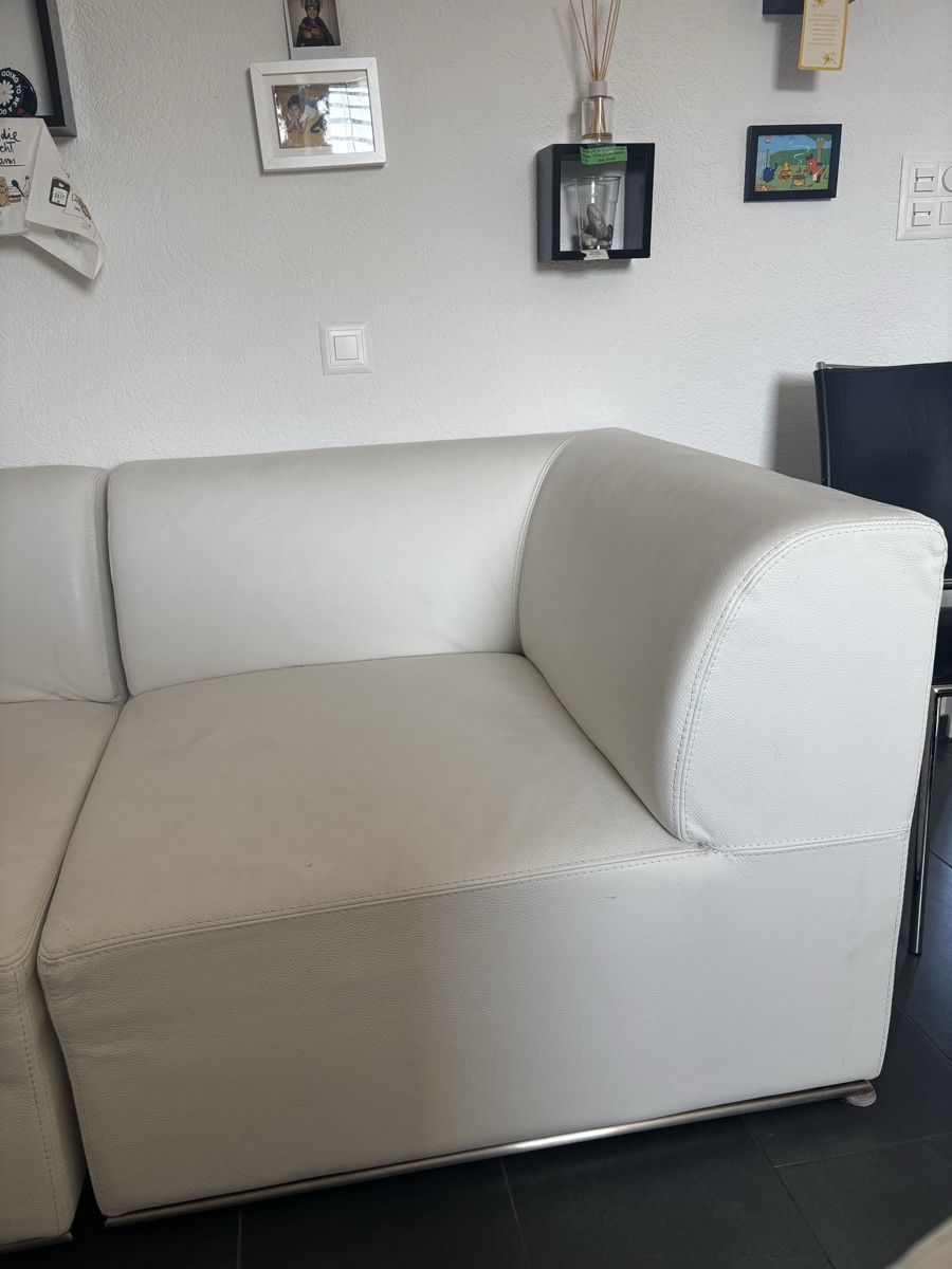 Sofas: 3-teilige Echtleder-Sofagarnitur in Cremeweiss – Gebraucht aus Menziken von jul.kl 4