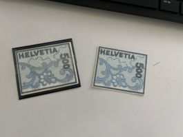 Francobollo ricamato Helvetia 500, set da due pezzi