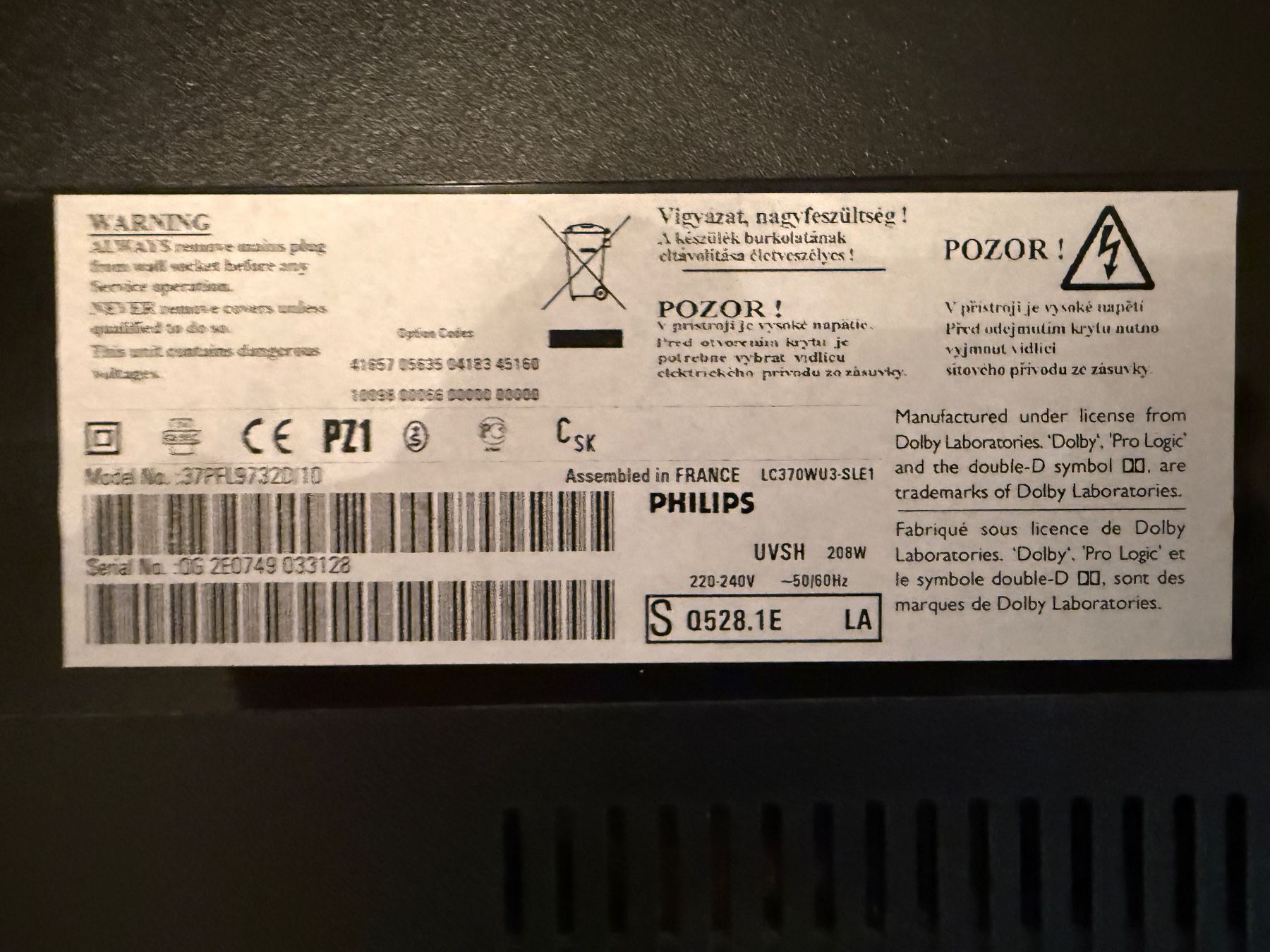 Philips Televisori: Philips TV 37" LCD-Fernseher mit Ambilight – Usato da Wetzikon ZH venduto da DJ-Pipo-Music 7