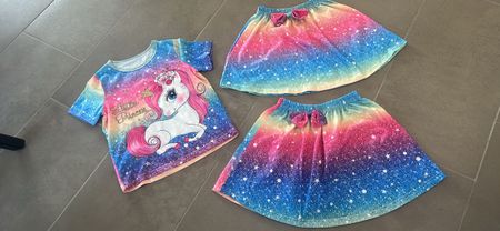 Sommer Set Einhorn Shirt und Röcke, Gr. 120