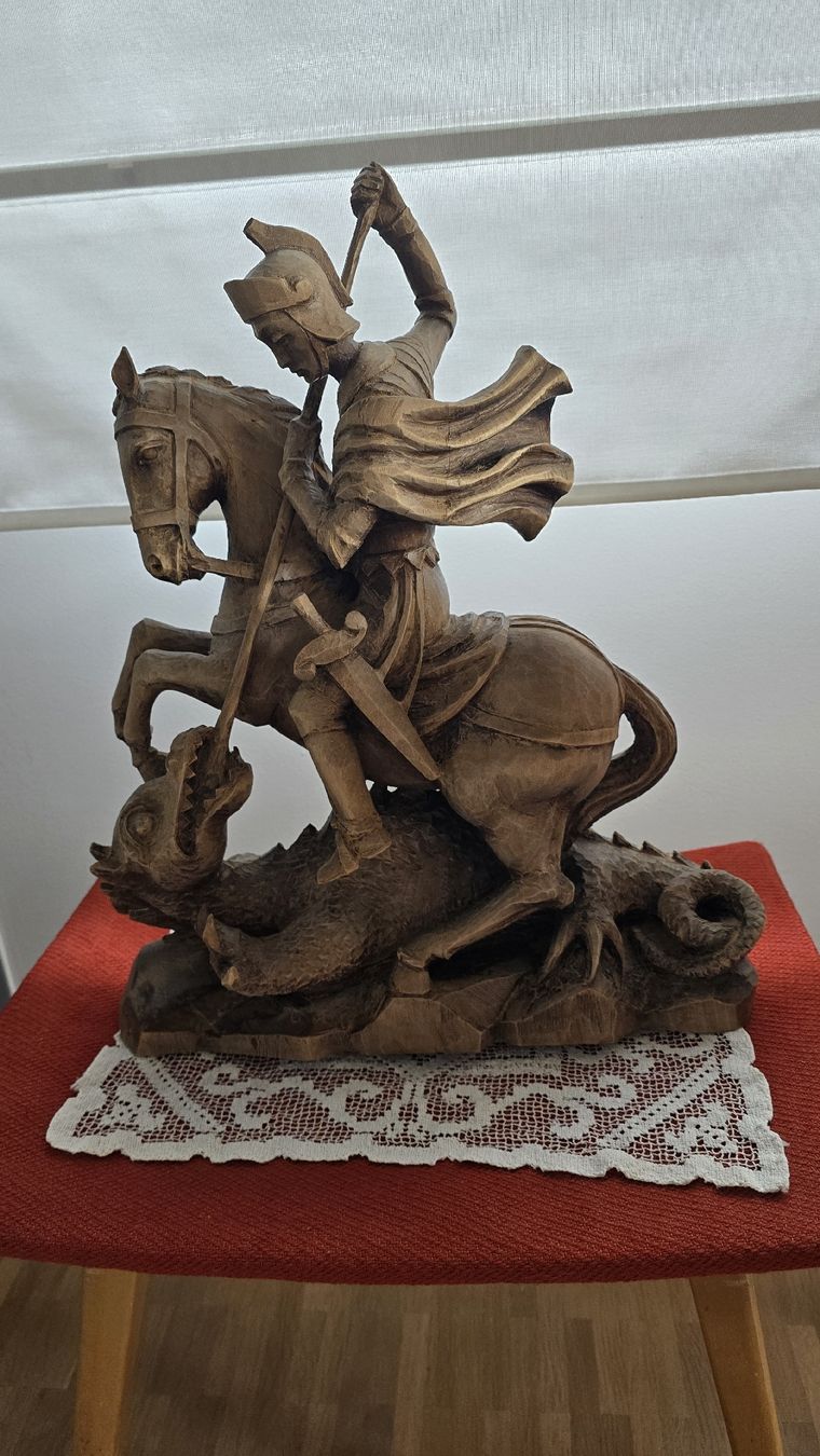 Figuren: Hl. Georg der Drachentöter Holzschnitzerei – Gebraucht aus Triesen von Vanlie