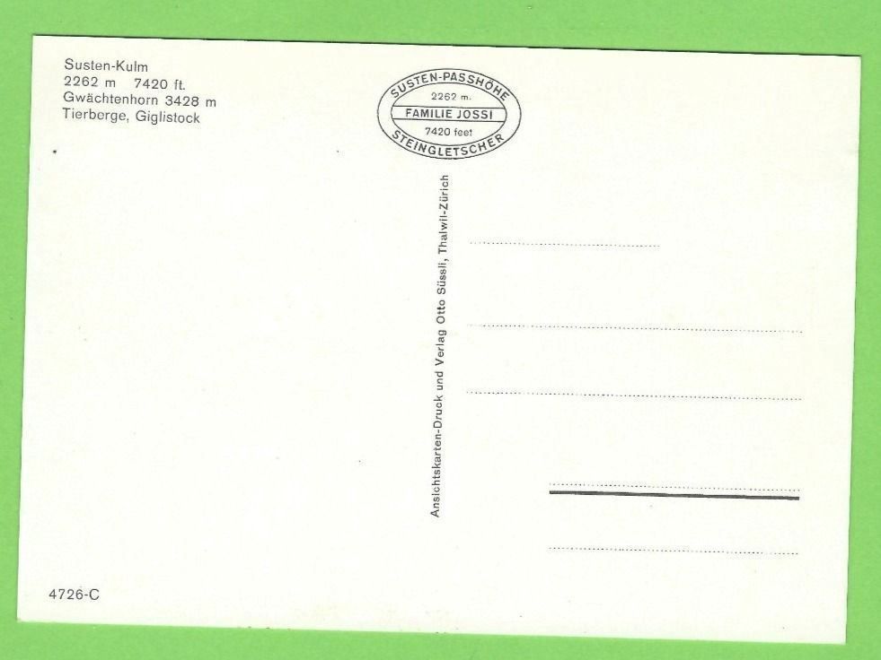 Cartoline postali: Susten-Kulm – Nuovo (secondo la descrizione) da Zürich venduto da t24_de 1