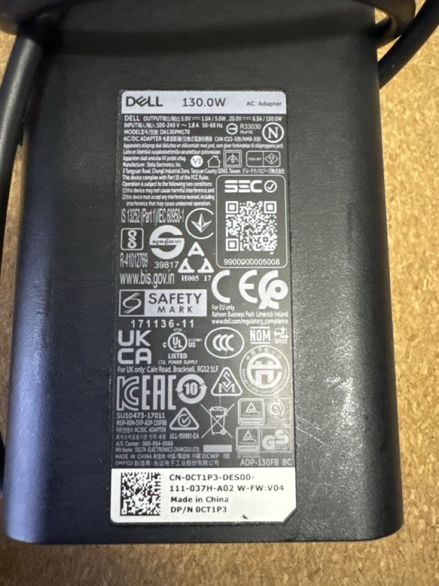 Dell Caricabatterie: Dell 130W Netzteil AC Adapter DA130PM170 0CT1P3 – Usato da Reinach BL venduto da lanserver 1
