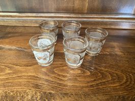5x Vintage Schnapsgläser Nashville Music City Goldrand