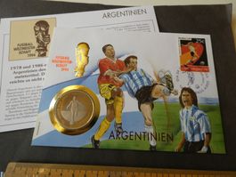 Uganda 1994, 1000 Shillings, Fussball-WM  Münzbrief Argentin
