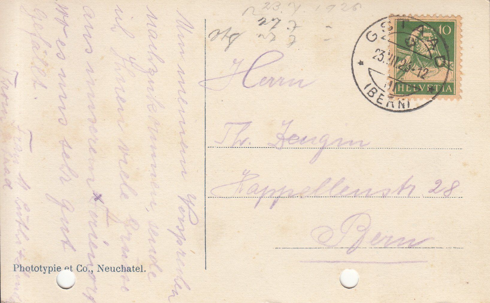 Cartoline postali: Gstaad Lauenental 1926 – Usato da Bürglen TG venduto da StampGraf 1