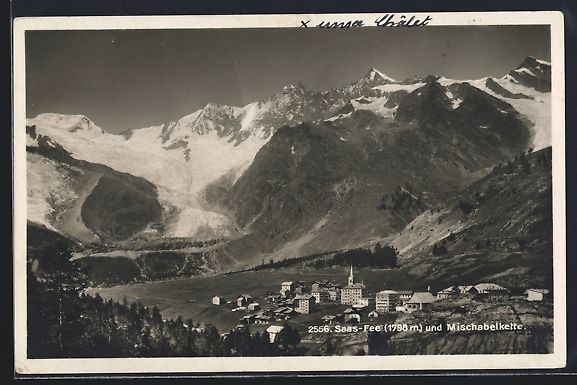 Cartes postales: AK Saas-Fee, Panorama mit Mischabelkette – D'occasion à Berlin par bartko-reher