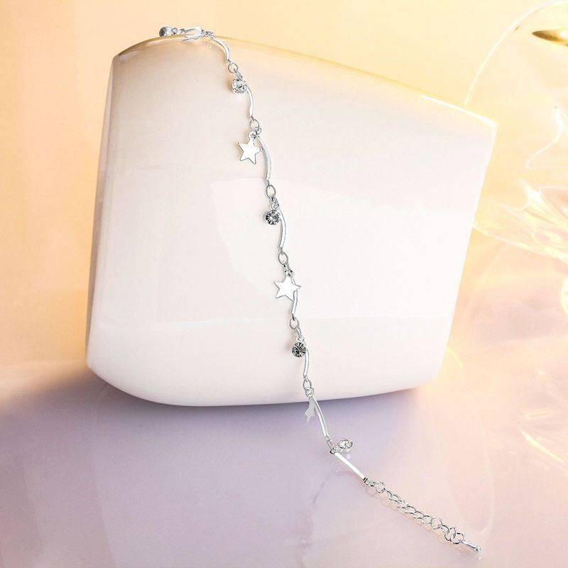 Armbänder & -reifen: silber fusskette mit sternen und stein – Neu und originalverpackt aus St. Gallen von yatoot26 6