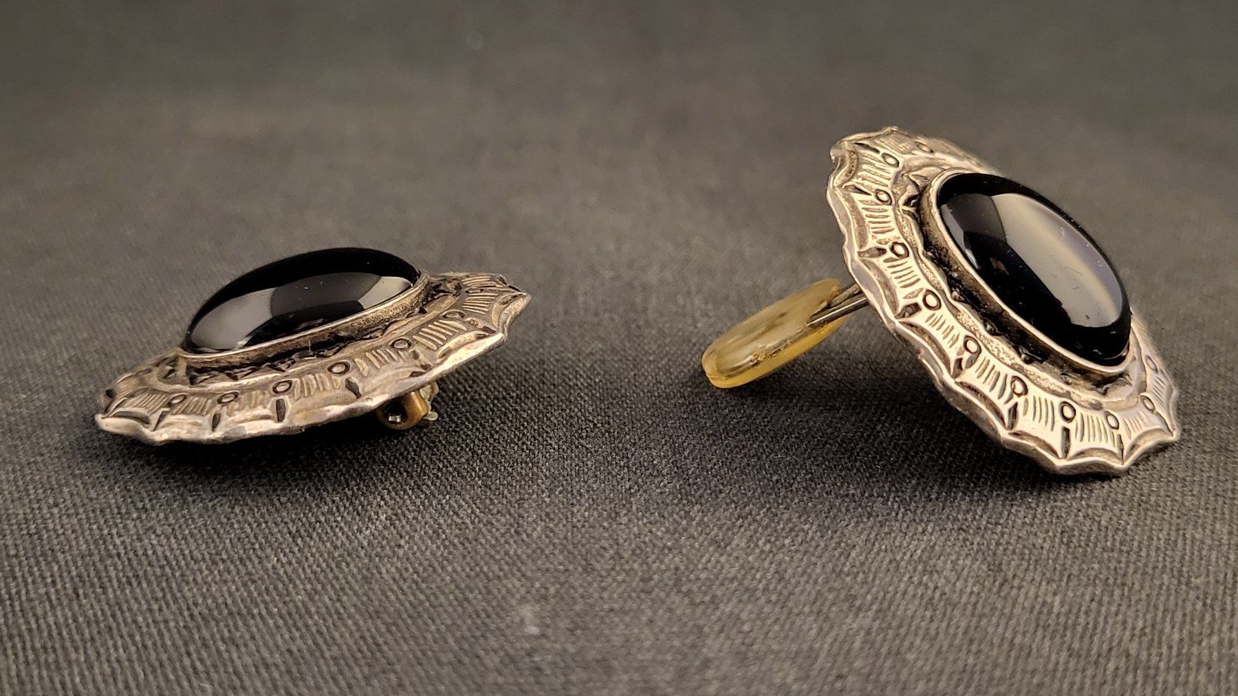 Orecchini pendenti & Orecchini a lobo: Sterling Ohrclips mit Onyx – Usato da Basel venduto da spinne02 1