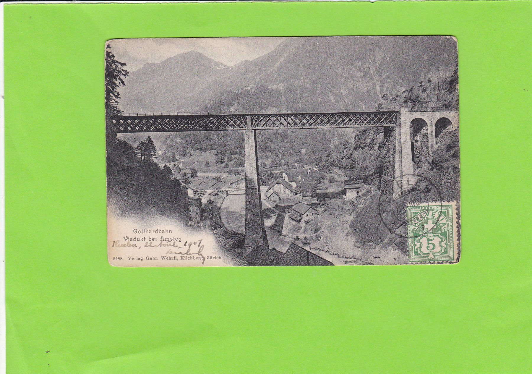 Cartoline postali: Gotthardbahn-Viadukt bei Amsteg – Usato da St. Peterzell venduto da neckertal
