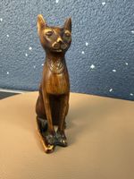 Dekofigur Katze braun Holz alt guter Zustand
