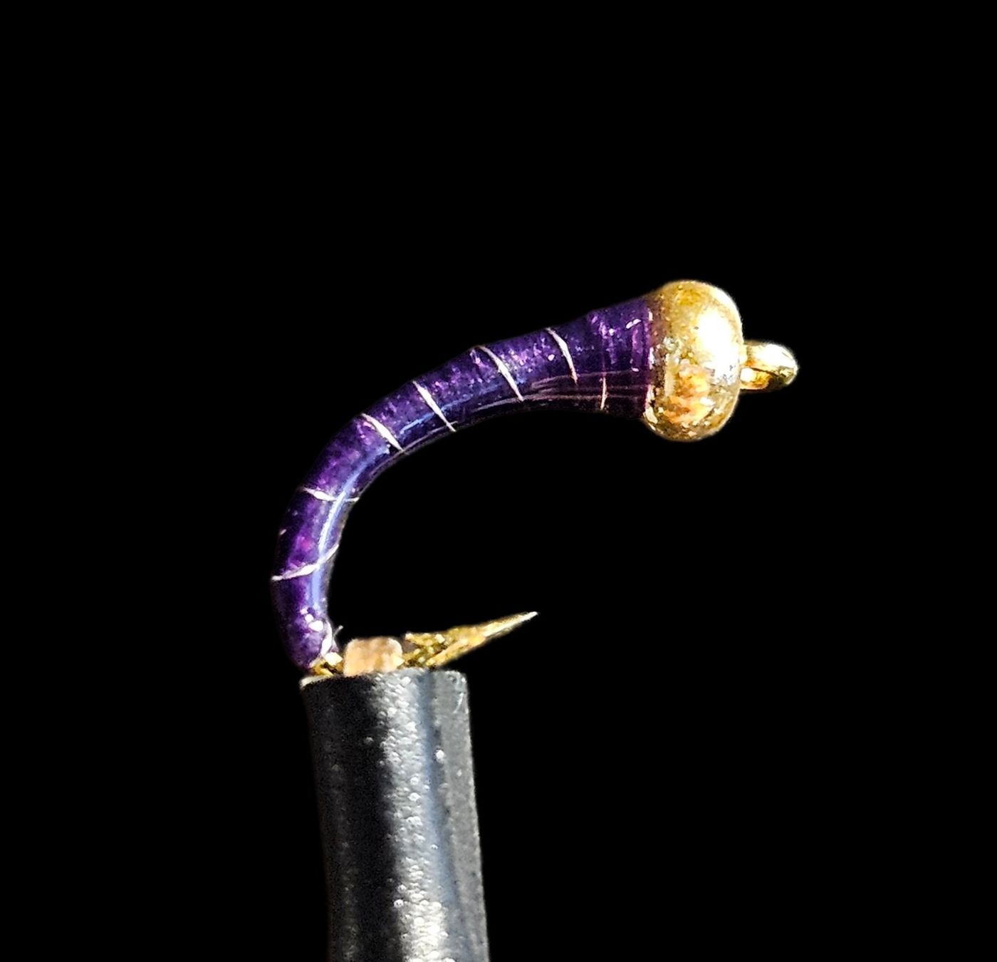 Hegene/Gambe mit 5 Nymphen für Felche, Violett, Goldkopf #14 (Neu ...