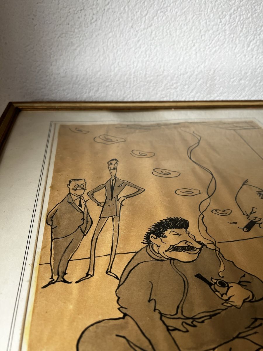 Gemälde: Gerahmte Karikatur von Lindi Albert…STALIN und andere – Gebraucht aus Niederwangen BE von KFI 1