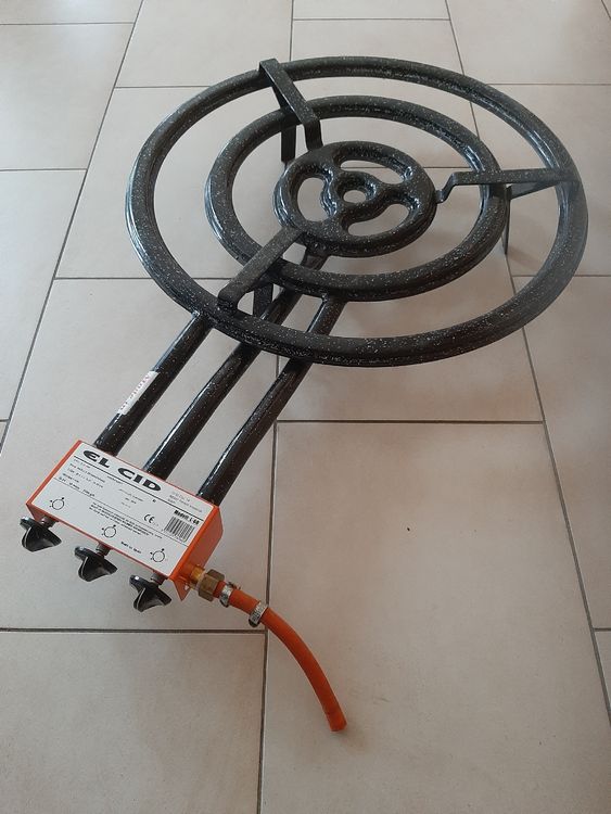 Réchaud à paella 35 cm à gaz Propane et Butane, 2 rampes