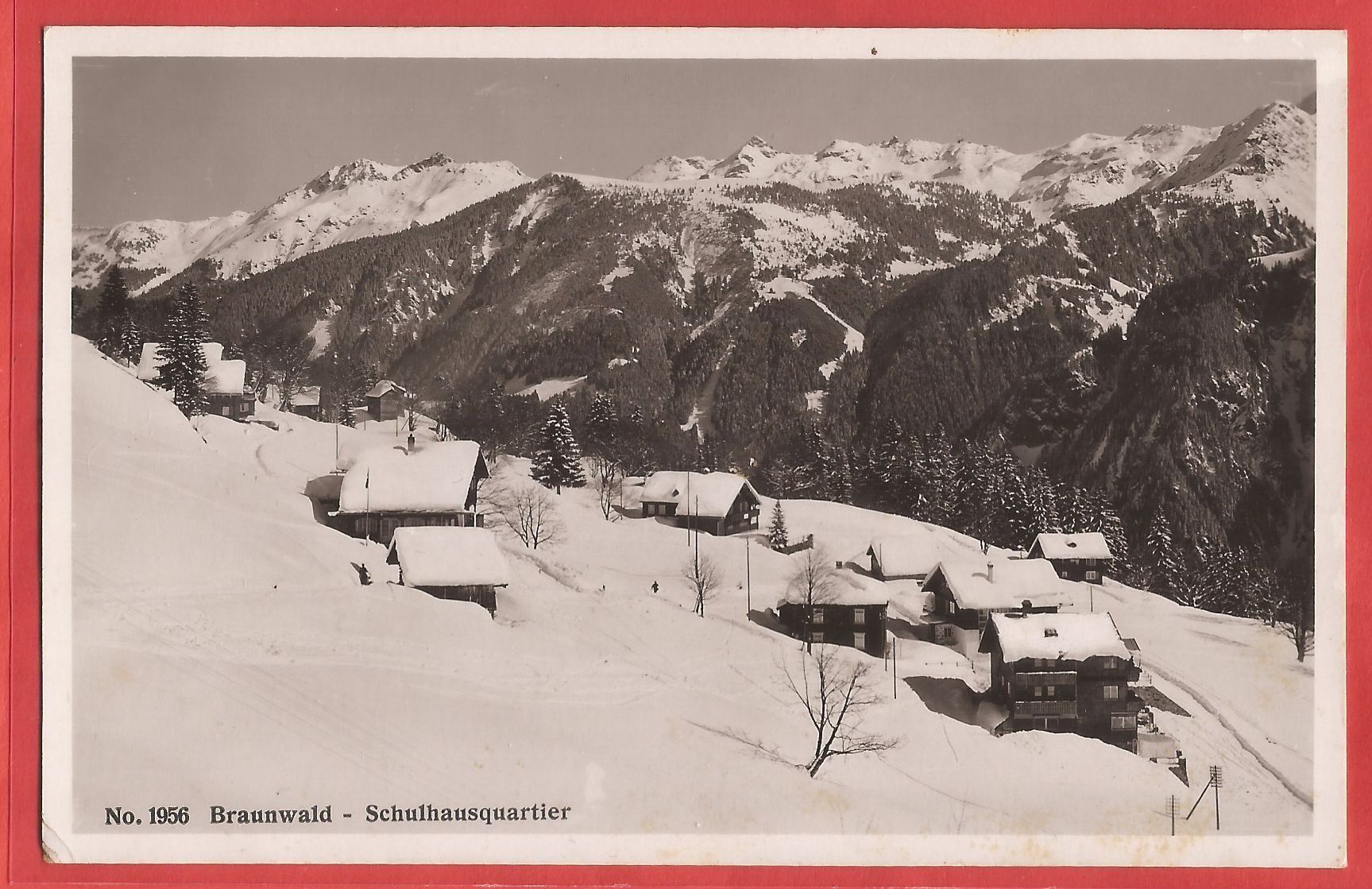 Cartoline postali: Braunwald - Schulhausquartier - 1940 – Usato da Fislisbach venduto da Porano