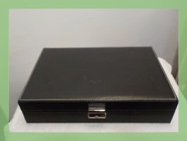 12 Slots Uhrenbox Schmuckschatulle Organizer - Schwarz