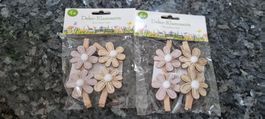 Deko-Klammern, Frühling, Holz, Blumen, 2 Packungen, Neu!