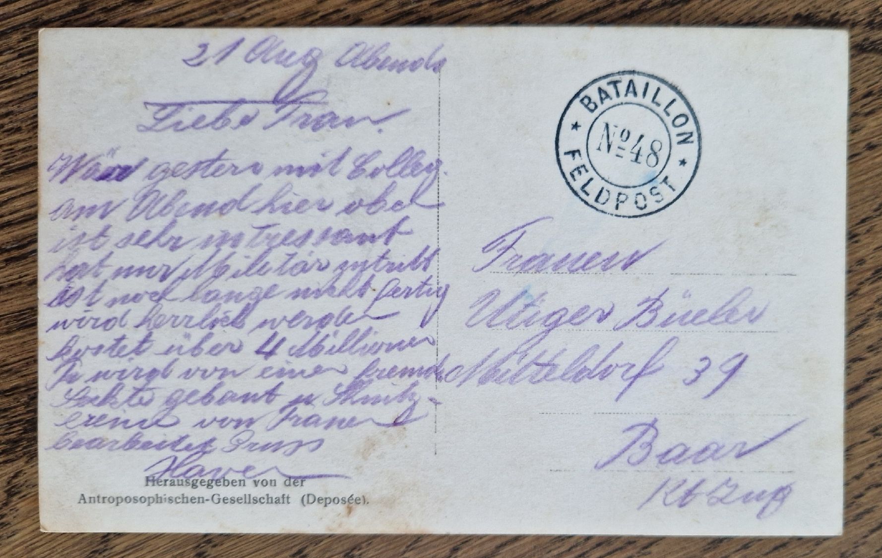 Cartes postales: Erstes Goetheanum 1914, Feldpist, Bataillon 48 – D'occasion à Ebikon par Donar50 1