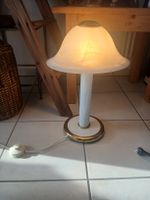 Lampe  vintage champignon en verre blanc et or F.Fabbian
