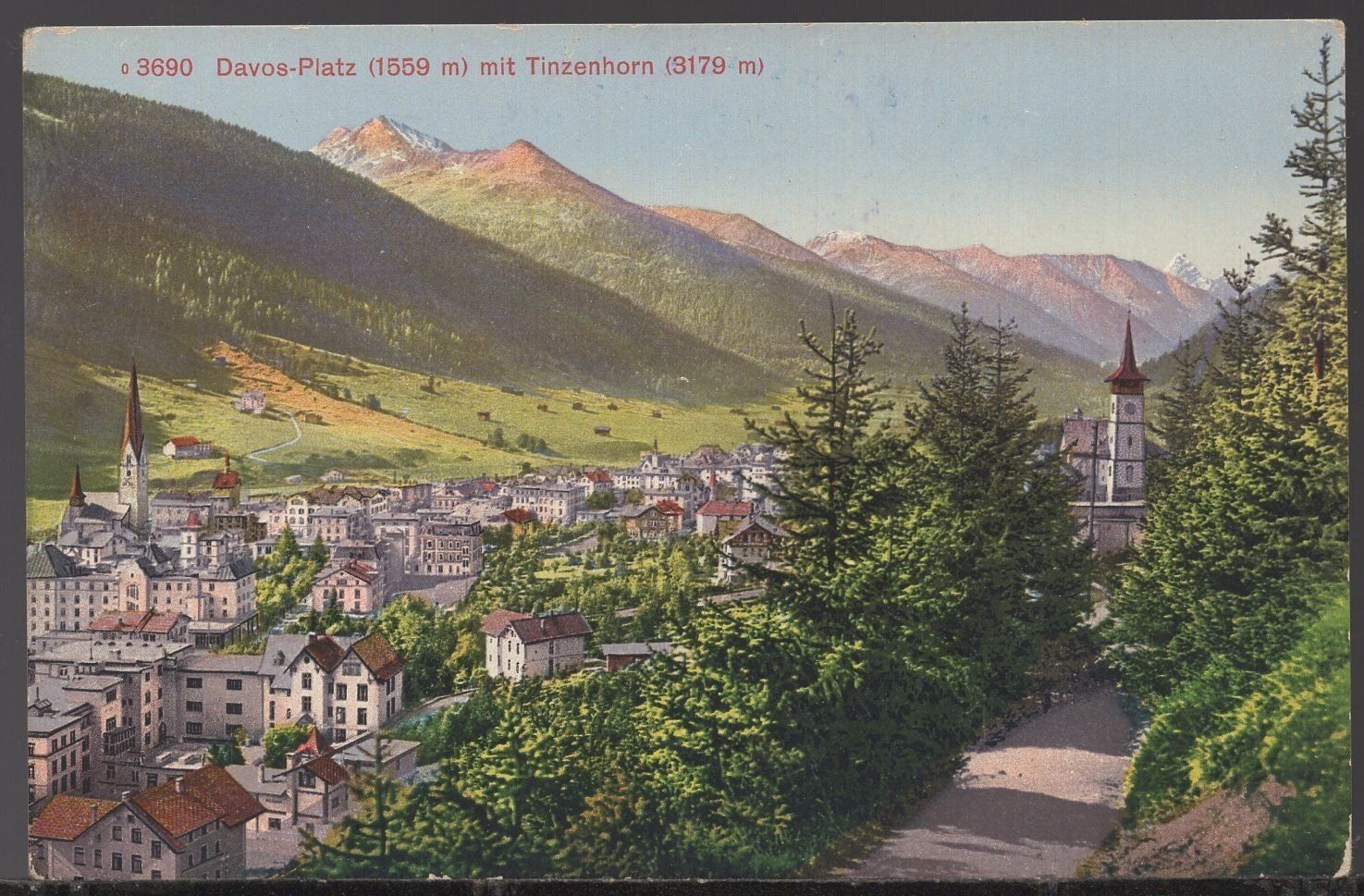Cartoline postali: Davos-Platz mit Tinzenhorn – Usato da Aarau venduto da kufi44