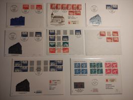 FDC + weitere, Zwischenstege, Kehrdruck, Rollenmarken