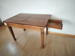 Vintage Holz Tisch mit Schublade ausziehbar 120-225x77x78