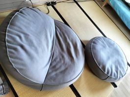 Lounge-Sofa Grüne Erde mit Hocker, 100 % Schurwolle