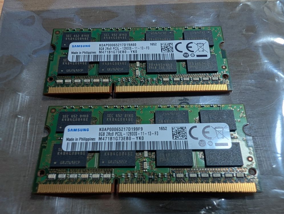 8 GB Notebook RAM PC3L DDR* RAM 2 x 8 GB (Gebraucht) in Stans für CHF ...