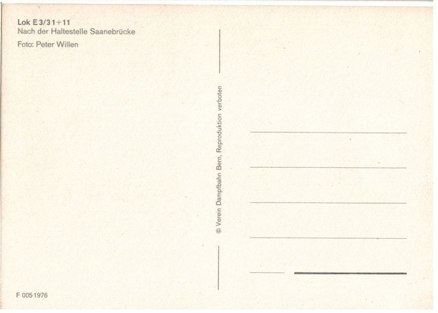 Cartoline postali: Dampf-Bahn Bern Lok E 3/3 1+11 – Usato da Frauenfeld venduto da POML 1