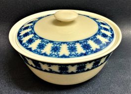 Langenthal Porzellan Dose Zuckerdose 1958 Dekor blau TOP