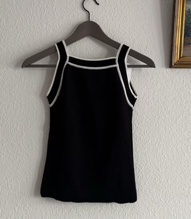 Ola Linda Black Knit Top w/ White Trim - S/M- brand new