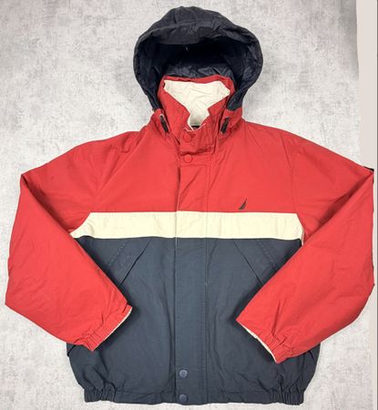 Veste Nautica vintage imperméable rouge et bleu - Taille M
