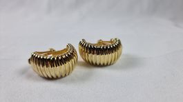 Goldene Clip Ohrringe, Vintage, Retro (541)