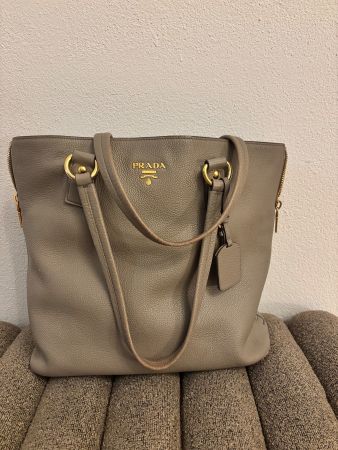Prada Shopper Vitello Daino Taupe – Original, Leder