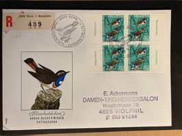 Schweiz 1971 R-FDC Blaukehlchen Pro Juventute 20 4TAB Cachet