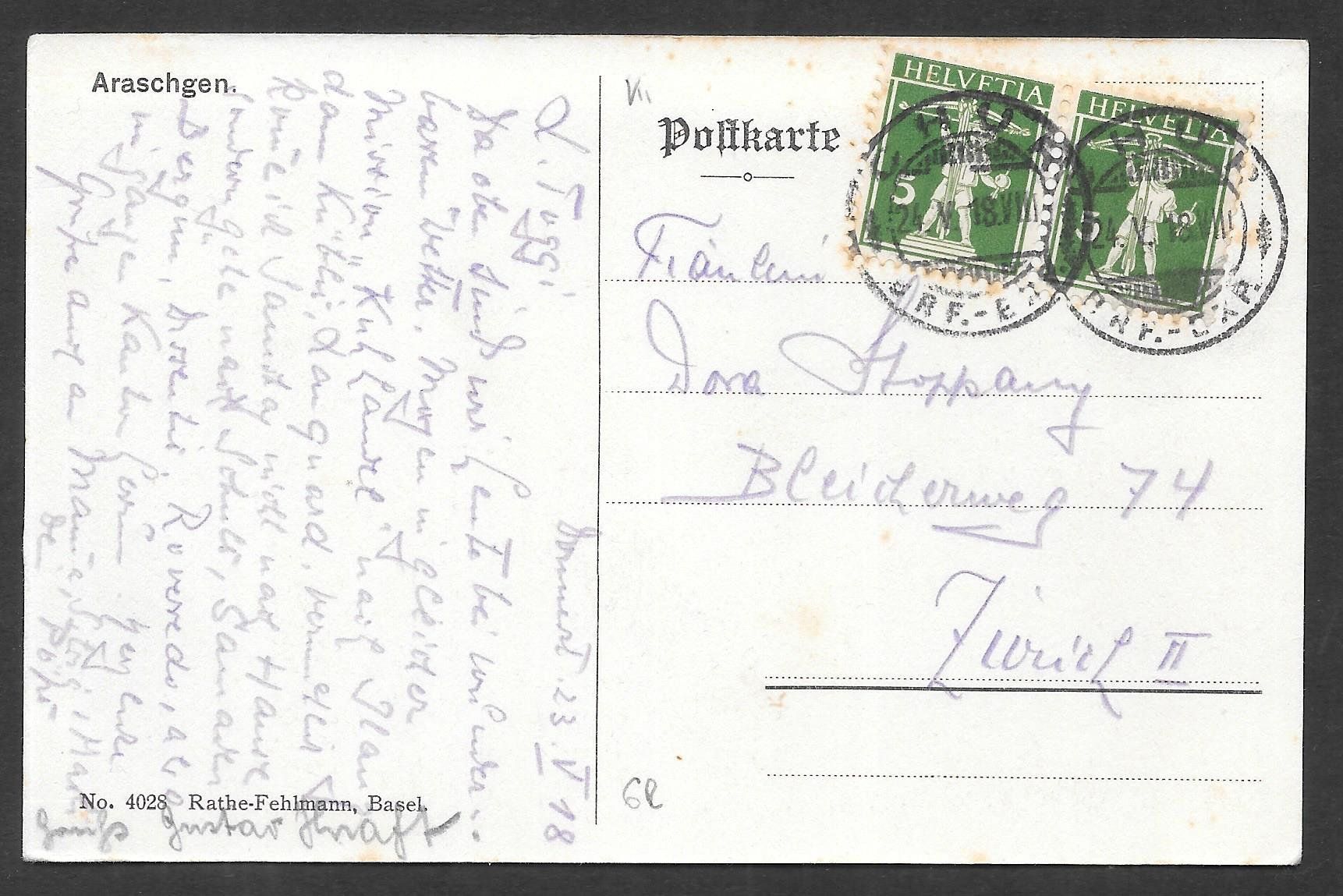 Cartoline postali: Chur Dorfteil Araschgen – Usato da Olten venduto da clotaldi 1