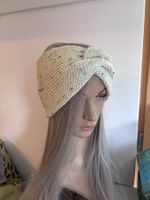 Stirnband gestrickt ecru gesprenkelt neu