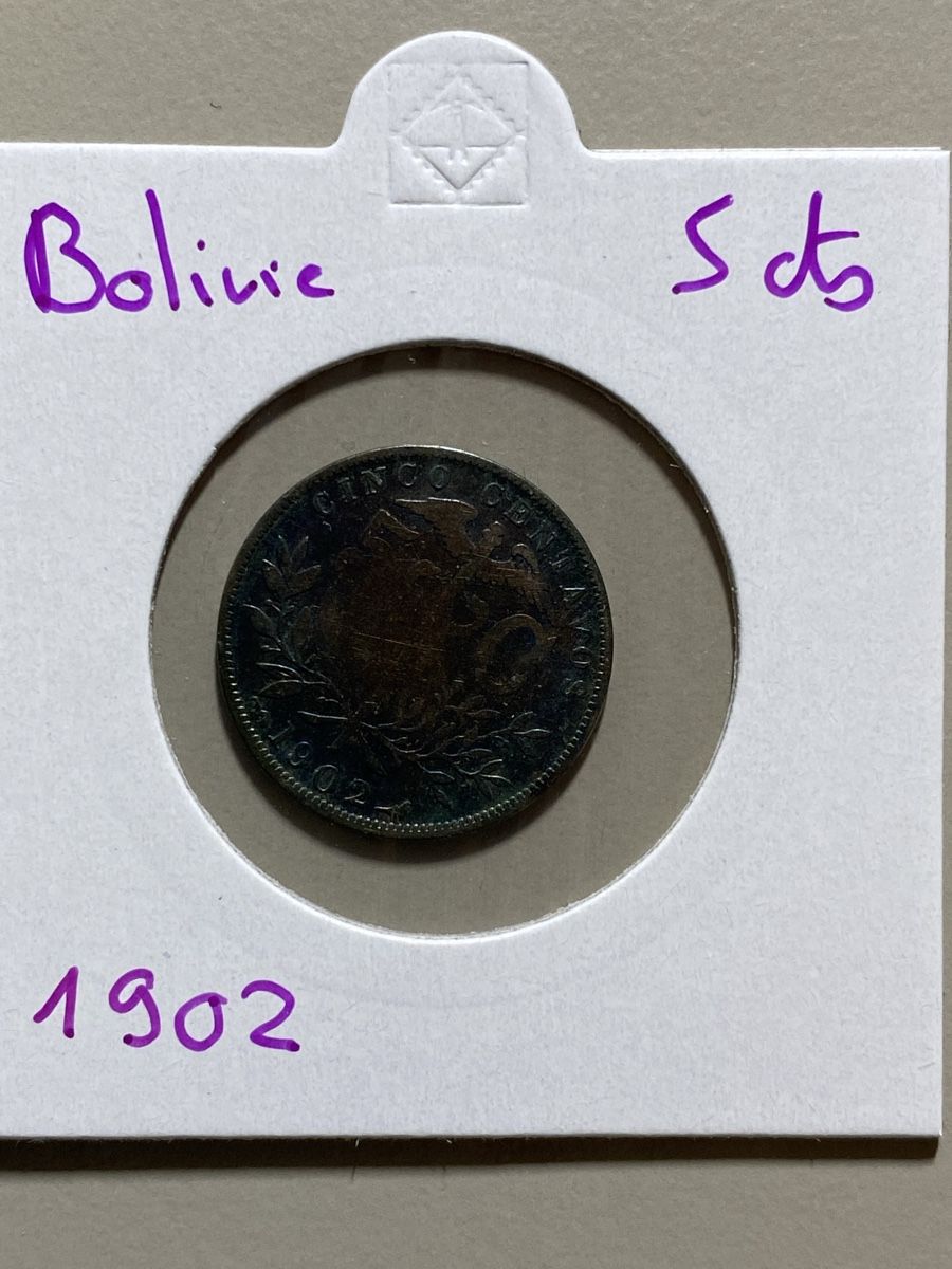 Tutti le monete: Bolivie - 5 centimes - 1902 – Usato da Payerne venduto da Mike1682