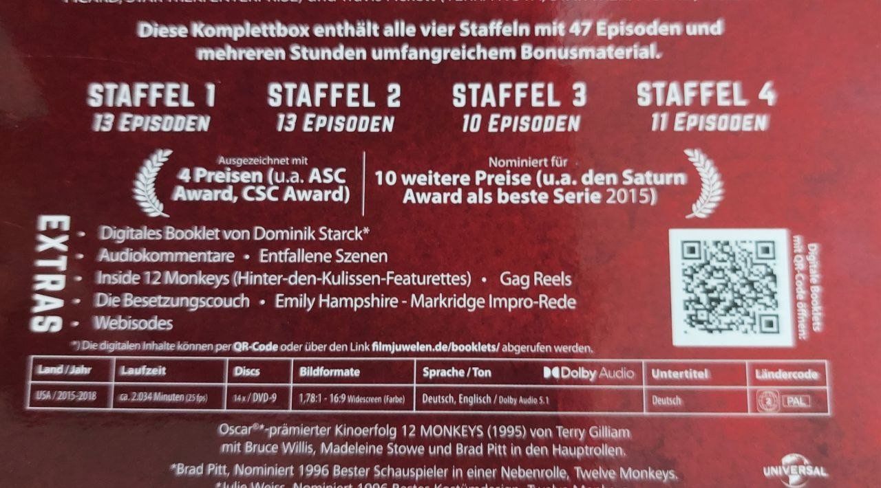 Tutti i DVDs: 12 Monkeys - die komplette Serie, Box – Usato da Mönchaltorf venduto da nomchat 1