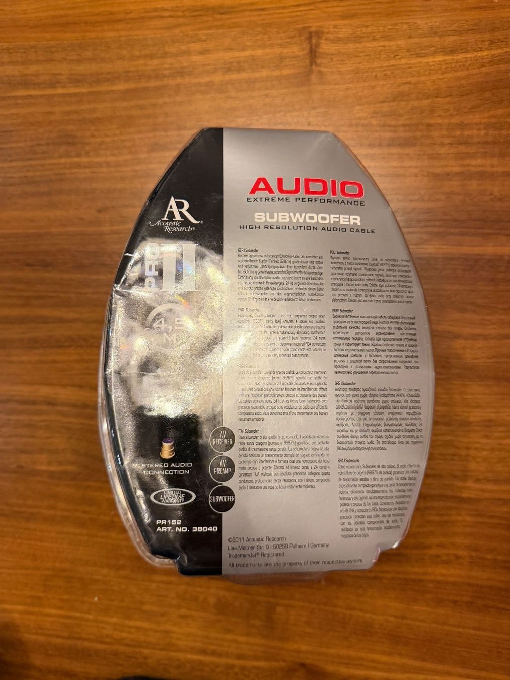 Kabel: Subwoofer Kabel 4,50 m HighEnd AR PROII – Neu und originalverpackt aus Horgen von Auction-Kings 1