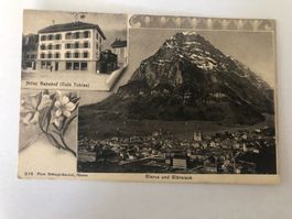 Alte Ansichtskarte Hotel Bahnhof Glarus und Glarnerland 1912