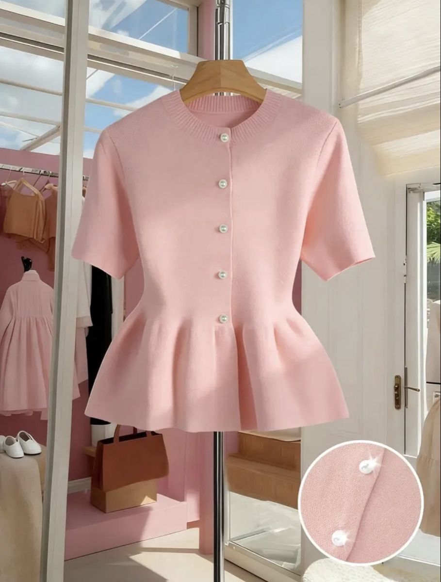 Camicette: Damen rosa Bluse Grösse M mit Perlenknöpfen – Nuovo e nell'imballaggio originale da Altendorf venduto da Ro