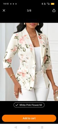 Eleganter Blazer mit rosa Blumenmuster – Größe M
