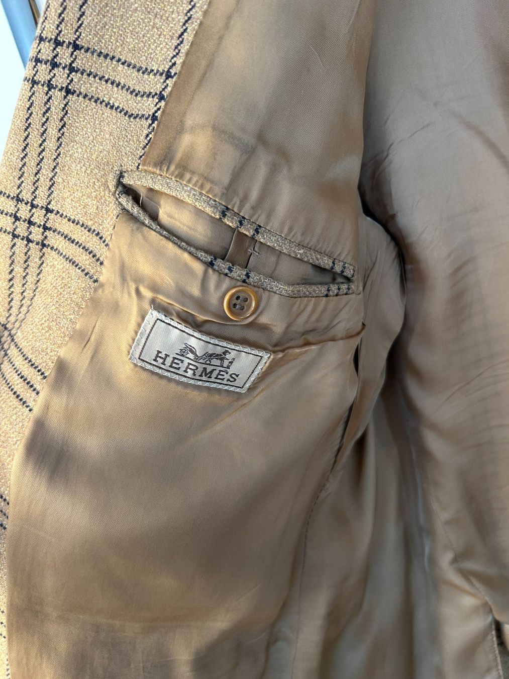 Hermès Giacche: Hermès Beige Plaid Wool Blazer – Usato da Bern venduto da kurtikobolt74 4