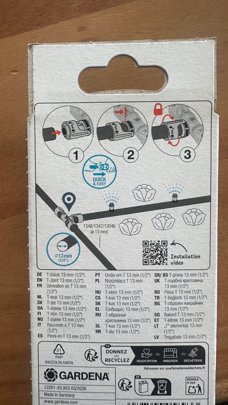 Gardena Fixations: Gardena Microdrip System T-Stück 13mm – Neuf avec emballage d'origine à Thun par yvonne.95 1